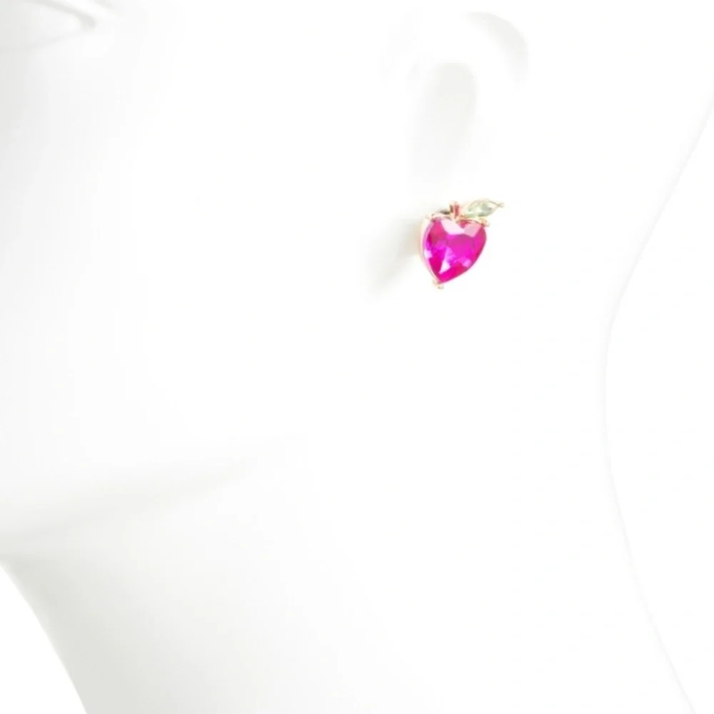Betsey Johnson Fuchsia Heart Earrings - Picture 5 of 5